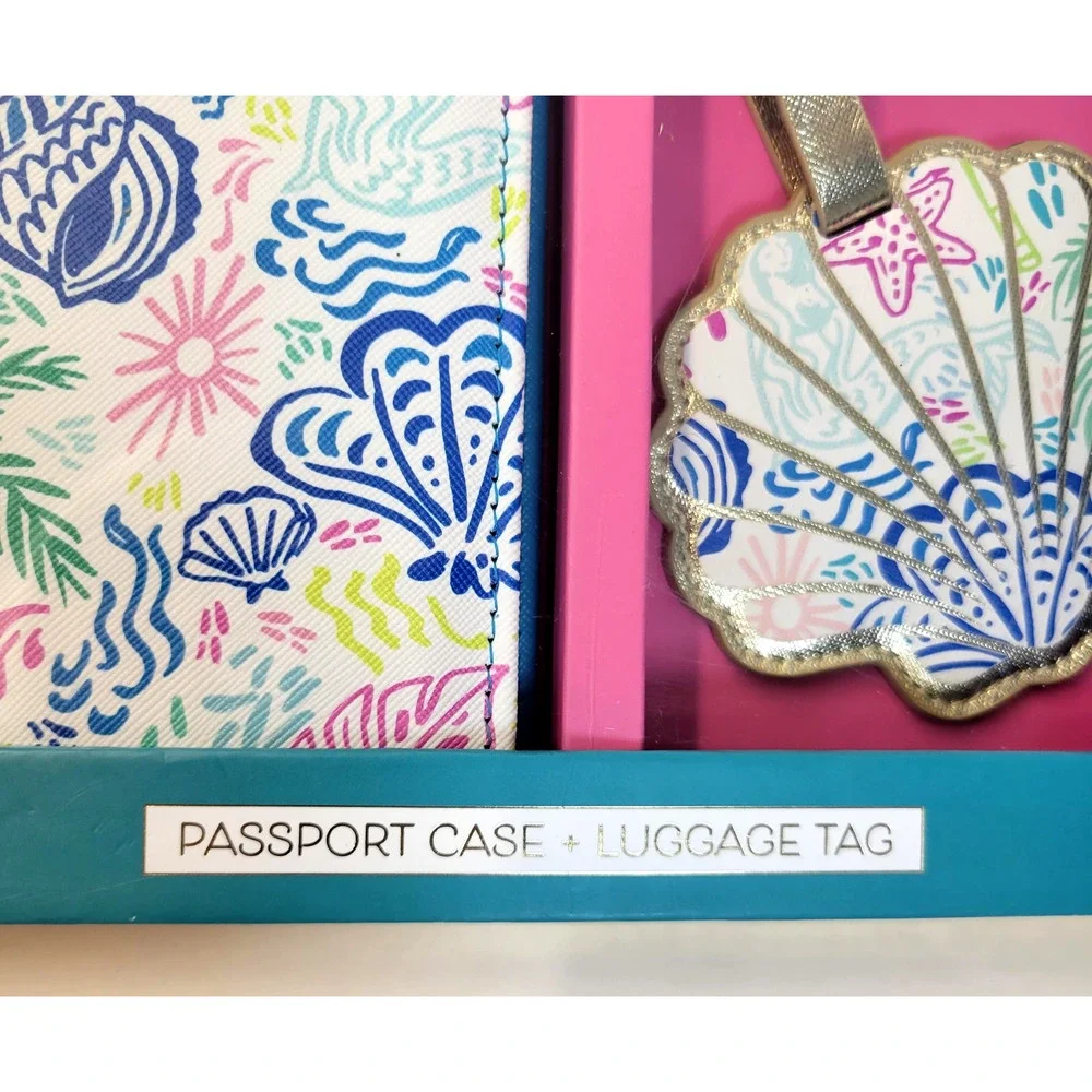 Wandering Moon Passport Case Luggage Tag Multicolor Seashell Travel Organizer